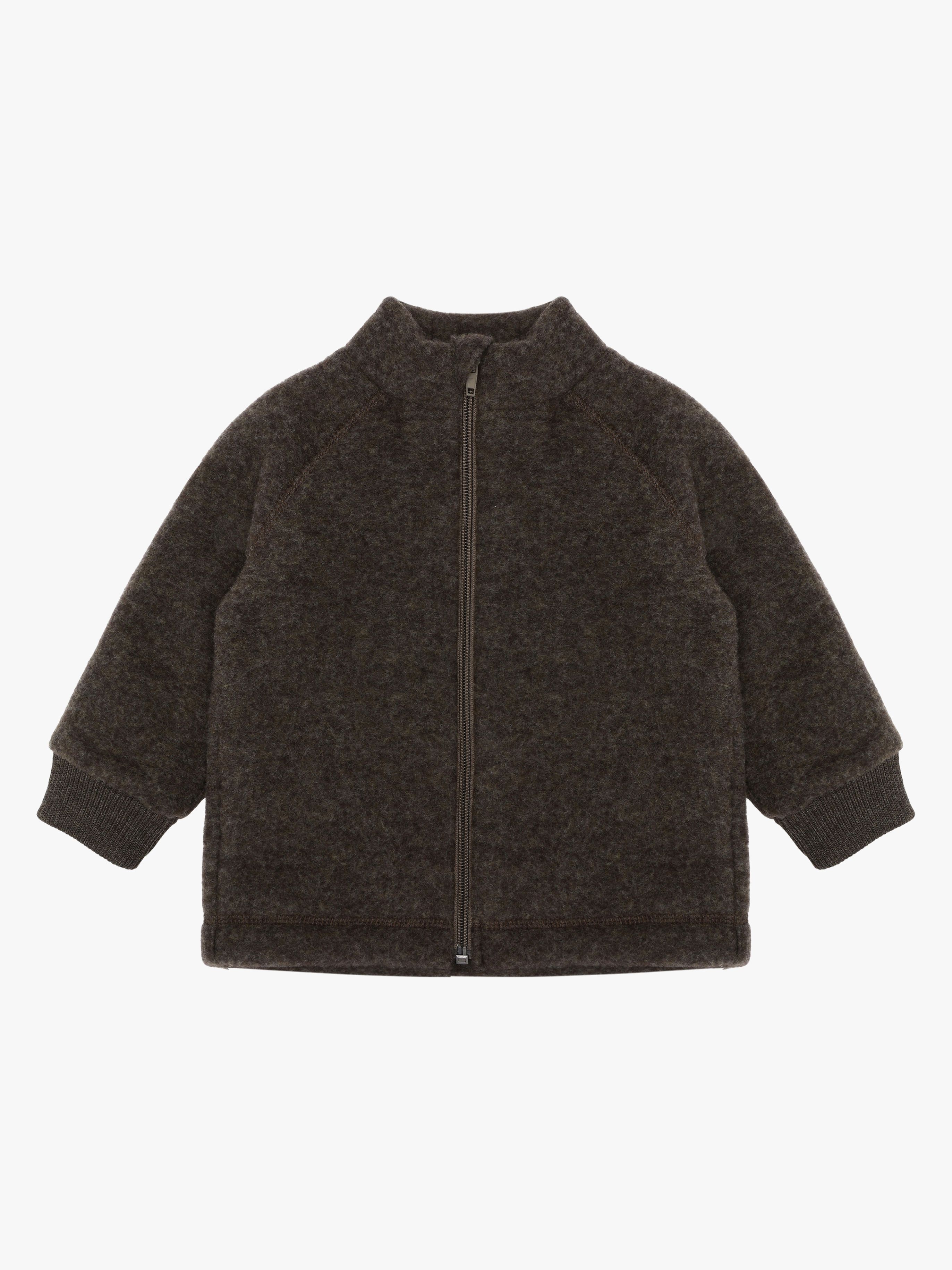 Mikk-Line Fleecetrøje Merinould, Dark Brown Melange, 122