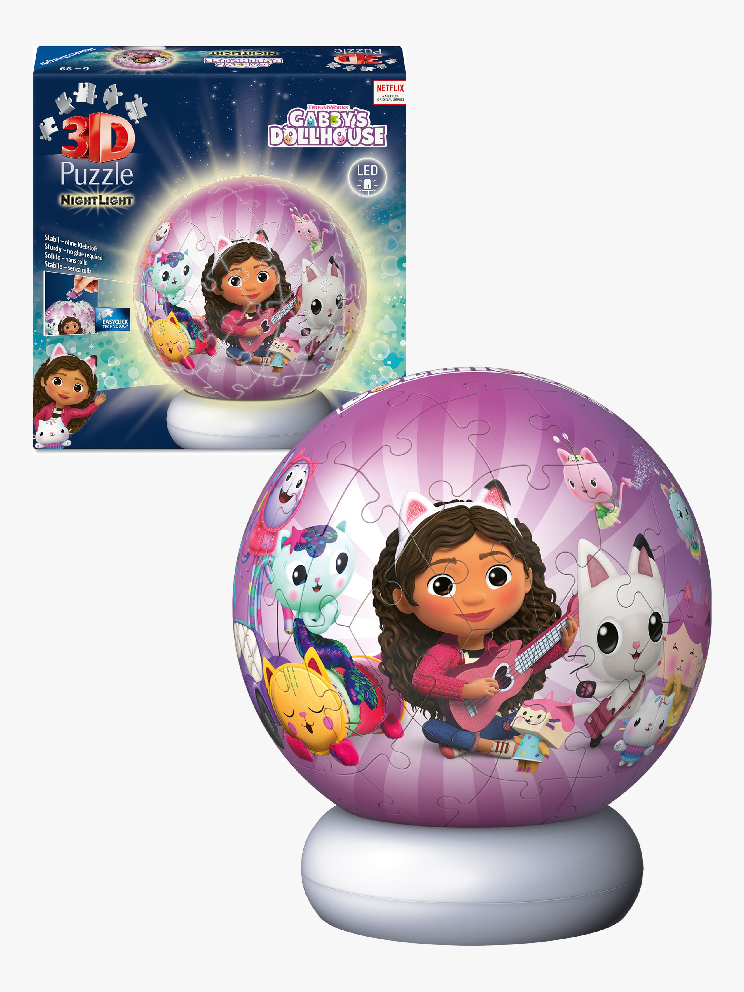 Ravensburger Gabby's Dollhouse 3D-puslespil Natlampe 72 Brikker, Børnelampe