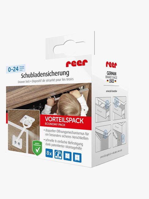 Reer Skabslås 8-pak, Hvid