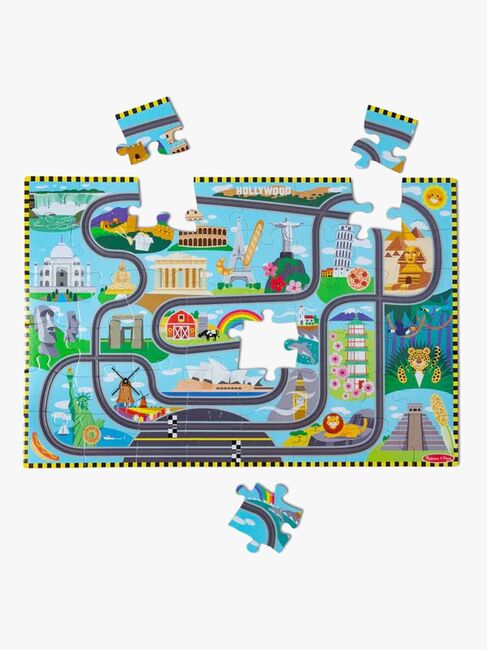 Melissa & Doug Racerbane Gulvpuslespil & Legesæt 48 Brikker