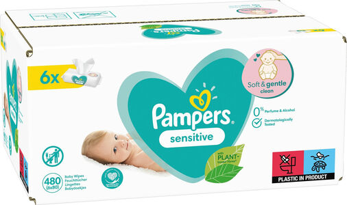Pampers Sensitive Baby Wipes Big 6x80-pak