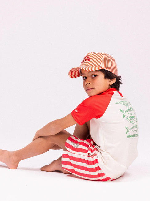 Swim Essentials Badeshorts, Lobster Stripe Beige/Red