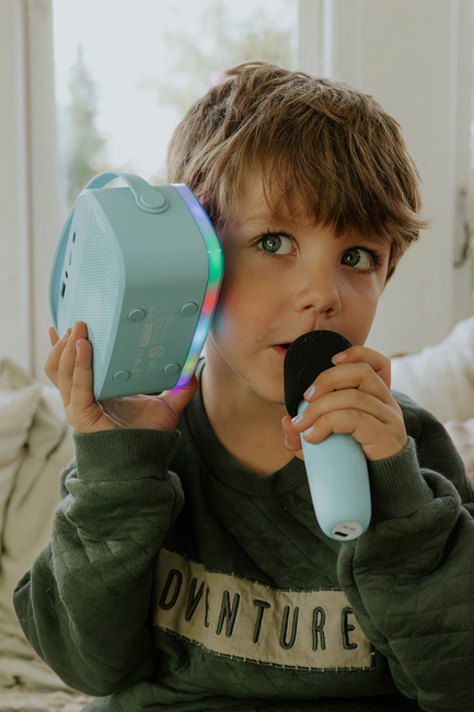 Lalarma Karaokesæt med LED-lys & 2 Mikrofoner, Blå