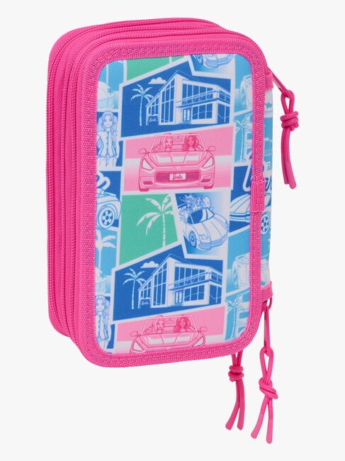 Barbie  Fyldt Penalhus med 3 Rum 37 Dele, Blå/Pink