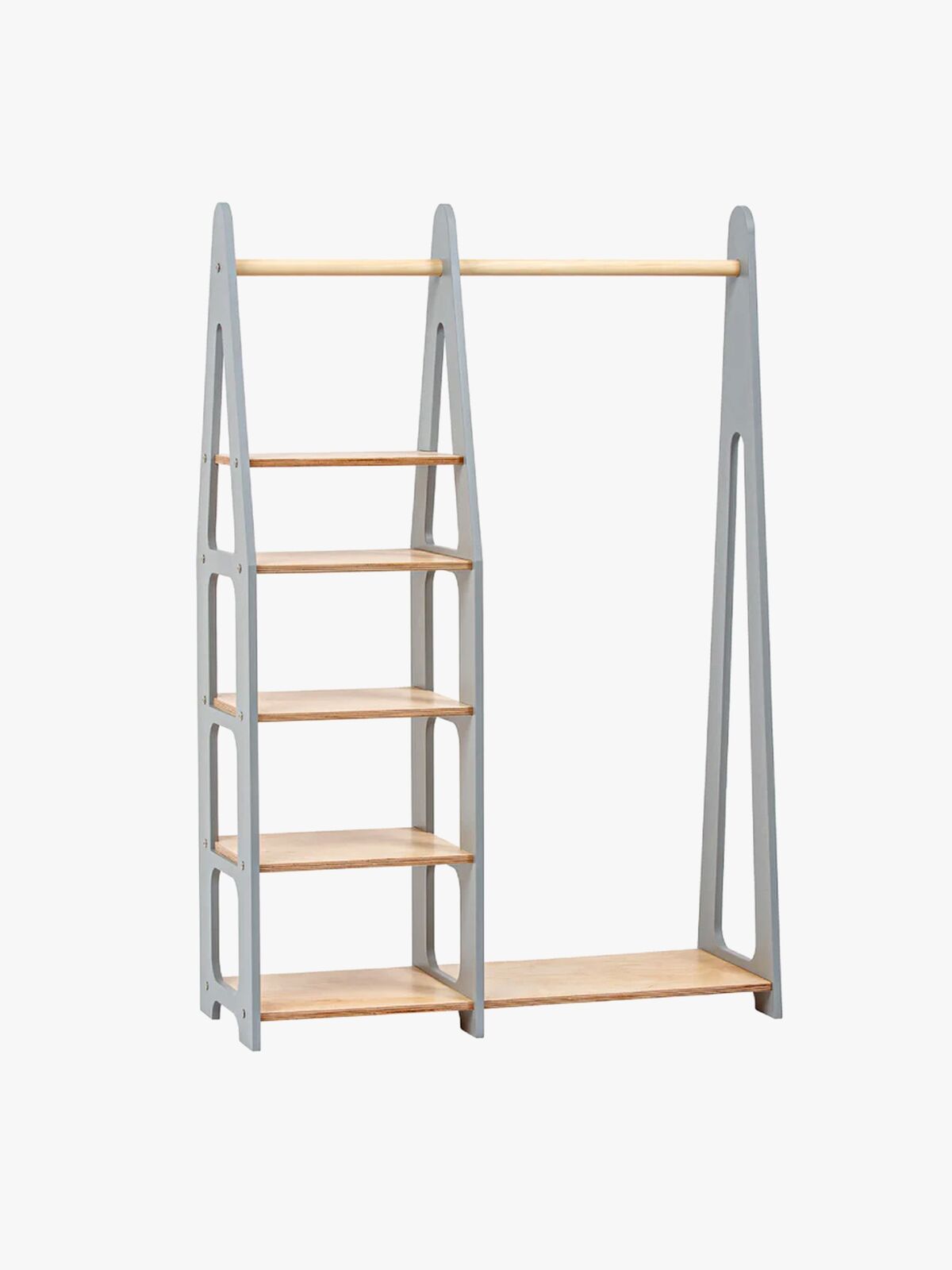 Duck Woodworks Knagerække med Hylder, Grå