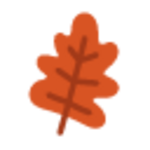 Illustration af et orange egetræblad i fladt design, som symboliserer efterår.