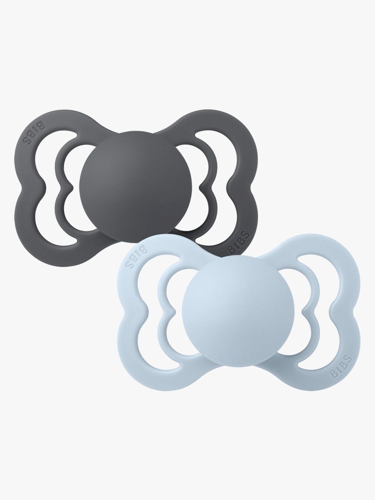 BIBS Supreme Sut 2-pak Silikone Str. 1, Iron/Baby Blue