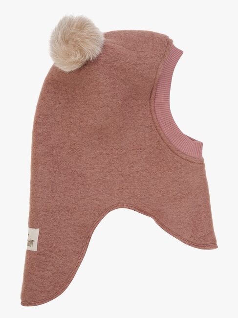 Huttelihut Elefanthue Merinould med Pomponer, Burlwood