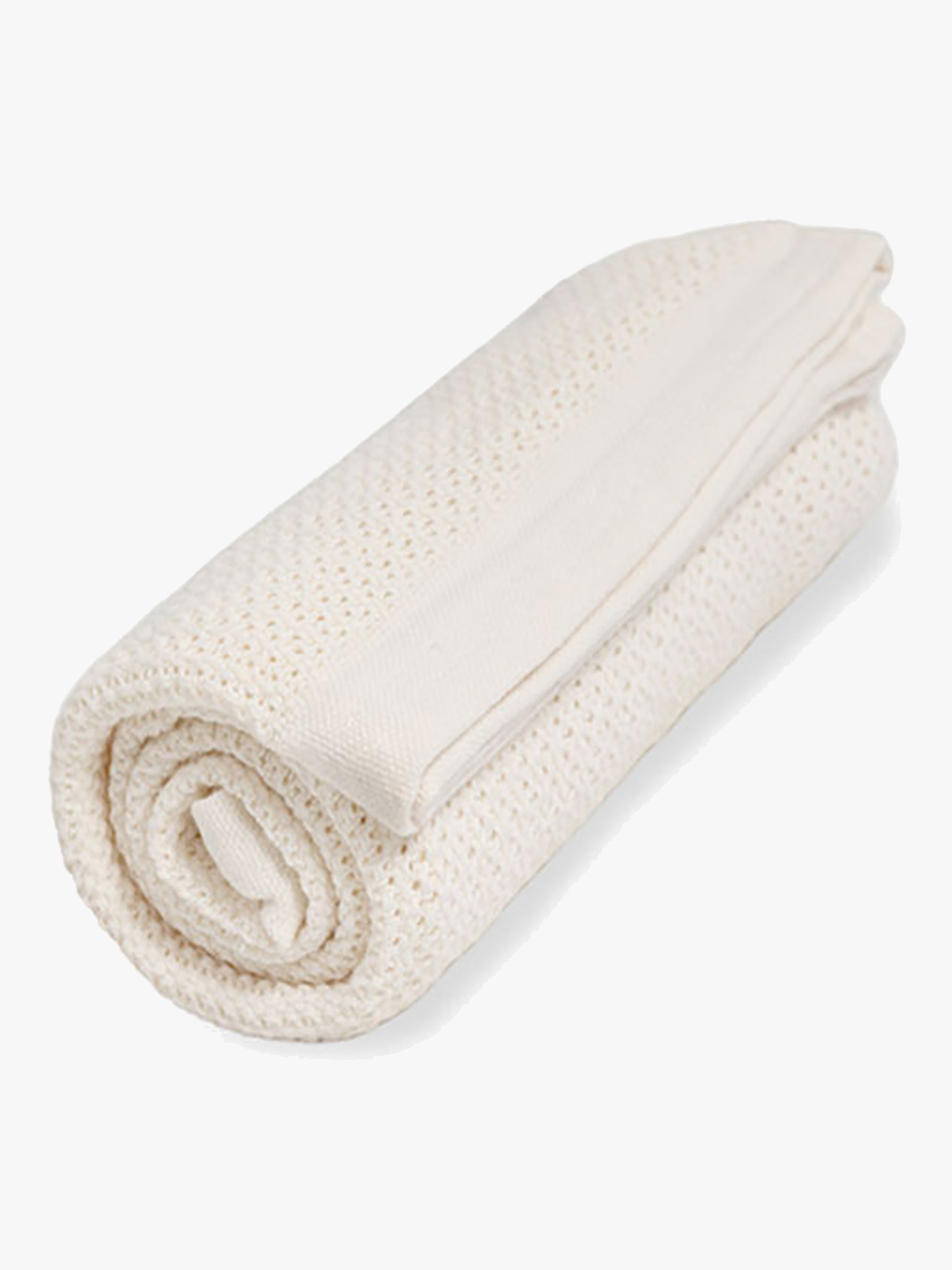 Vinter &  Bloom Soft Grid Hæklet Babytæppe, Pearl White