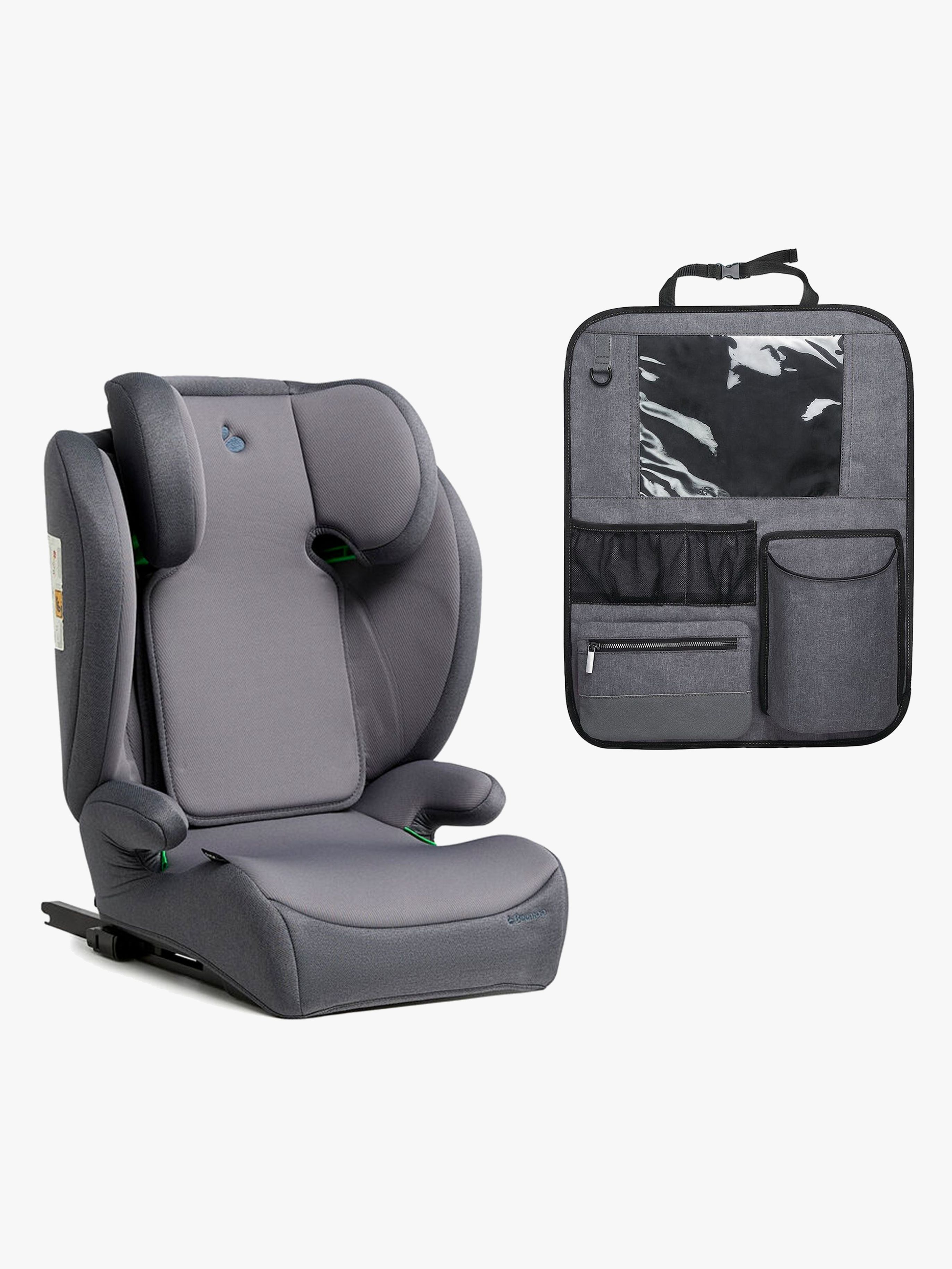 Beemoo Ride i-Size Autostol ISOFIX inkl. Beemoo Deluxe Sædebeskytter med Opbevaring, Mineral Grey