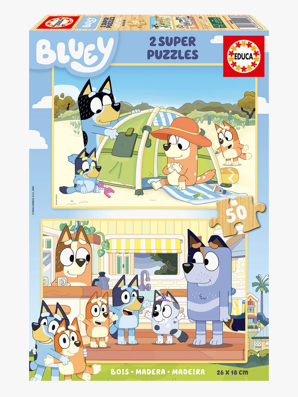 Educa Bluey Træpuslespil 2x50 Brikker