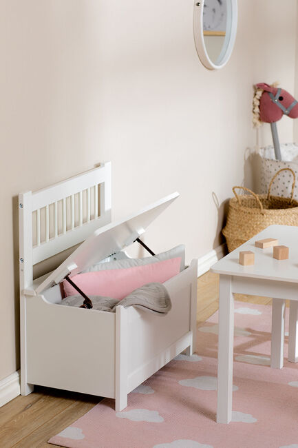 Alice & Fox LOVIS Bord & Stole + Sofa med Opbevaring, Hvid