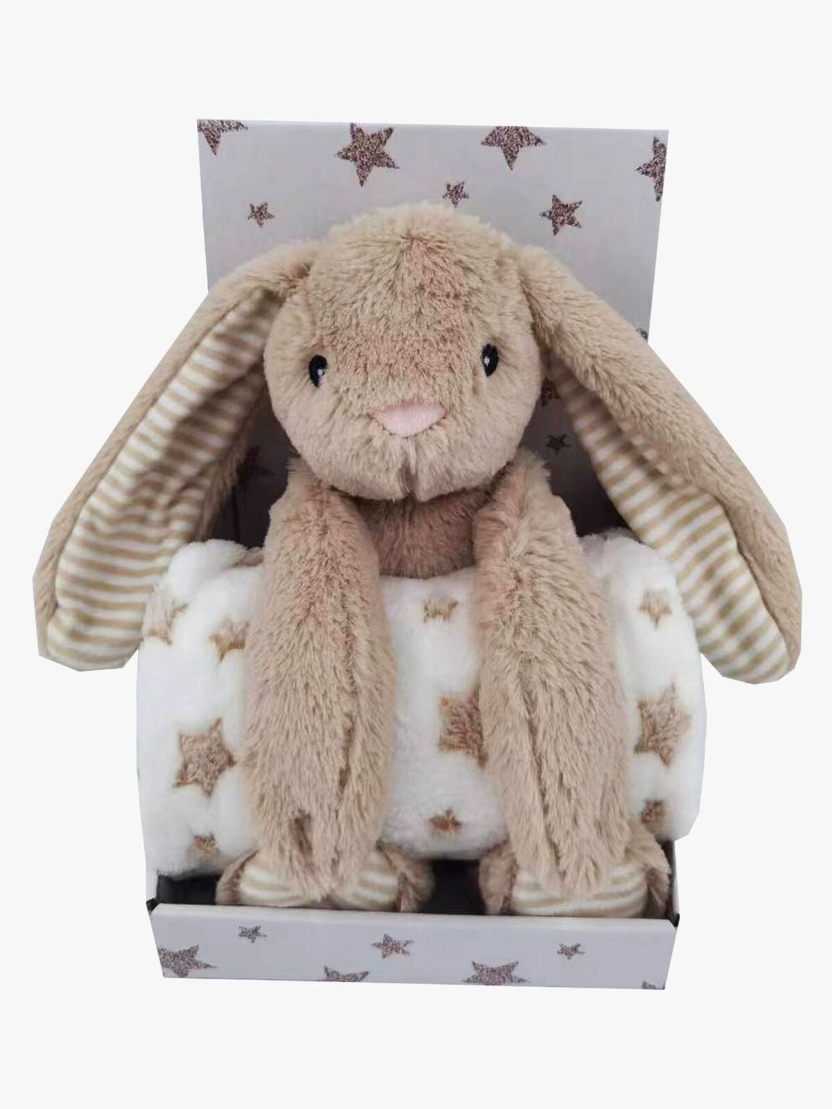 CarloBaby Fleecetæppe Beige Stjerne & Kanin