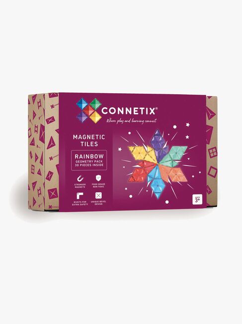 Connetix Magnetiske Byggeklodser Rainbow Geometry 30 Dele