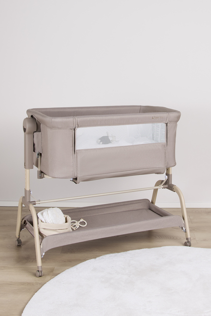 Beemoo CARE Motion Bedside Crib, Taupe/Wood