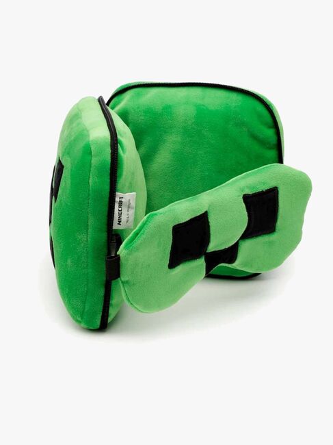 Relaxeazzz Plush Minecraft Rejsepude Og Øjenmaske, Creeper CUSHMask-306-4817_3a.jpg