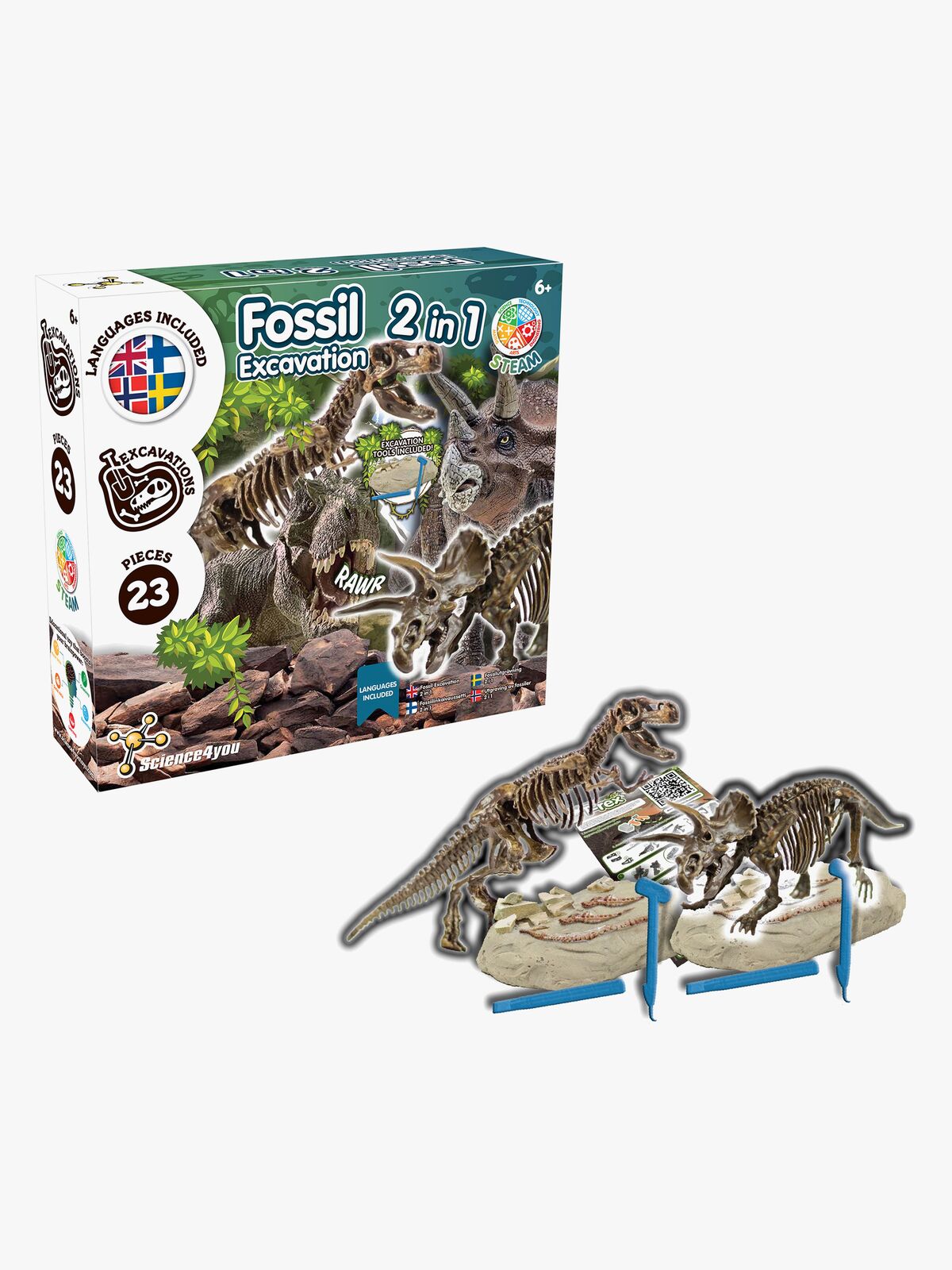 Toyrock STEAM Fossil-sæt Dinosaur 2-i-1