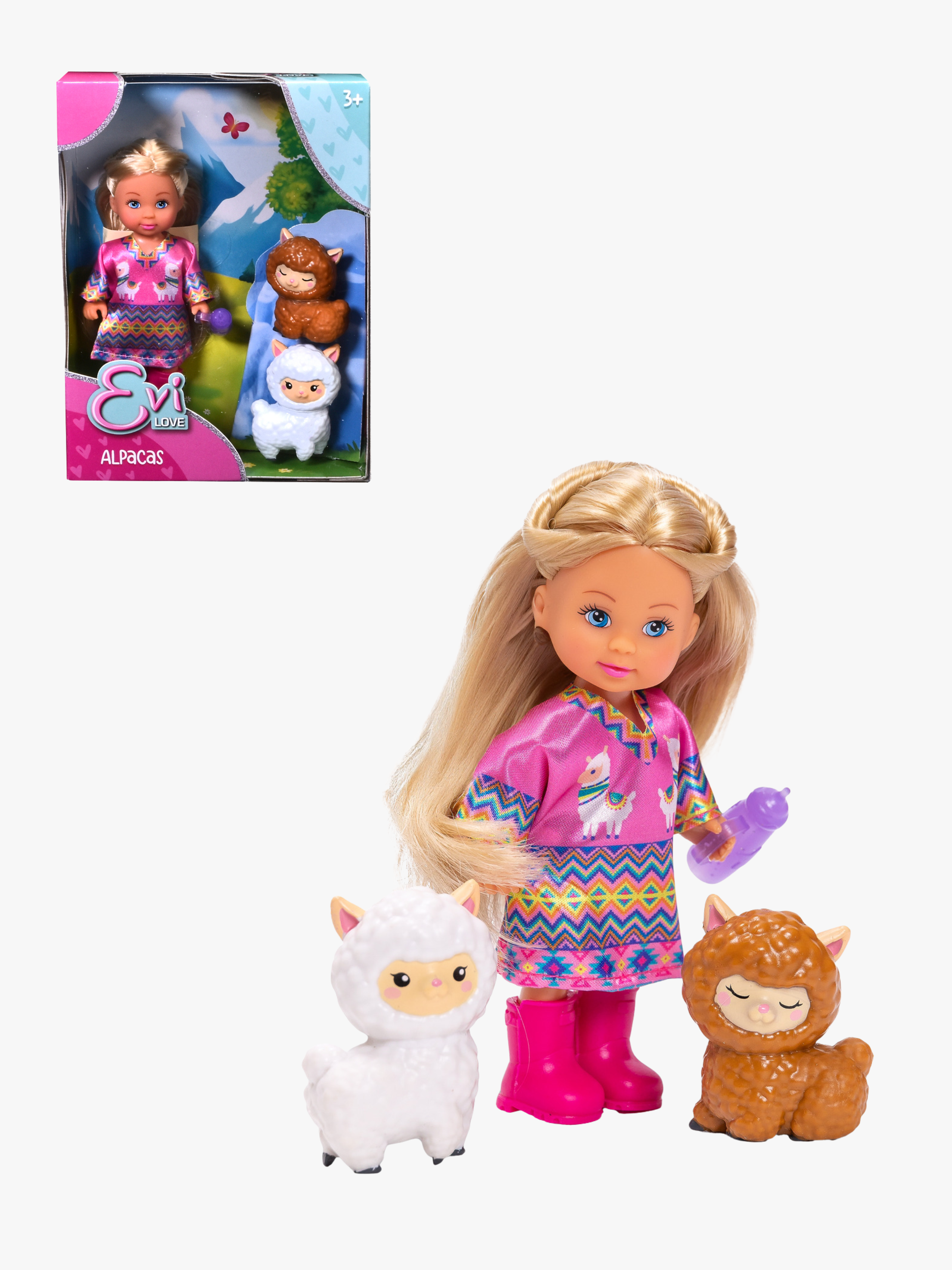 Evi Love Dukke Med Alpakaer 12 cm