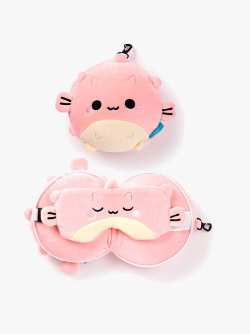 Relaxeazzz Plys Adoramals Rejsepude Og Øjenmaske, Puff Kuglefisken CUSHMask-354-4817_1.jpg