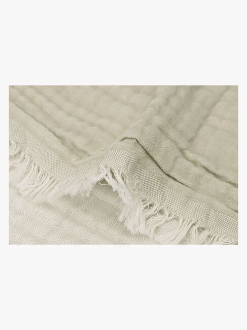 Jollein Tæppe/ Stofble i Musselin Fringe, Olive Green/Ivory