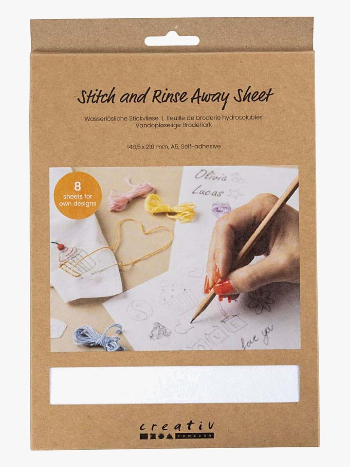 Creativ Company Vandopløselig Broderiark A5 8 st