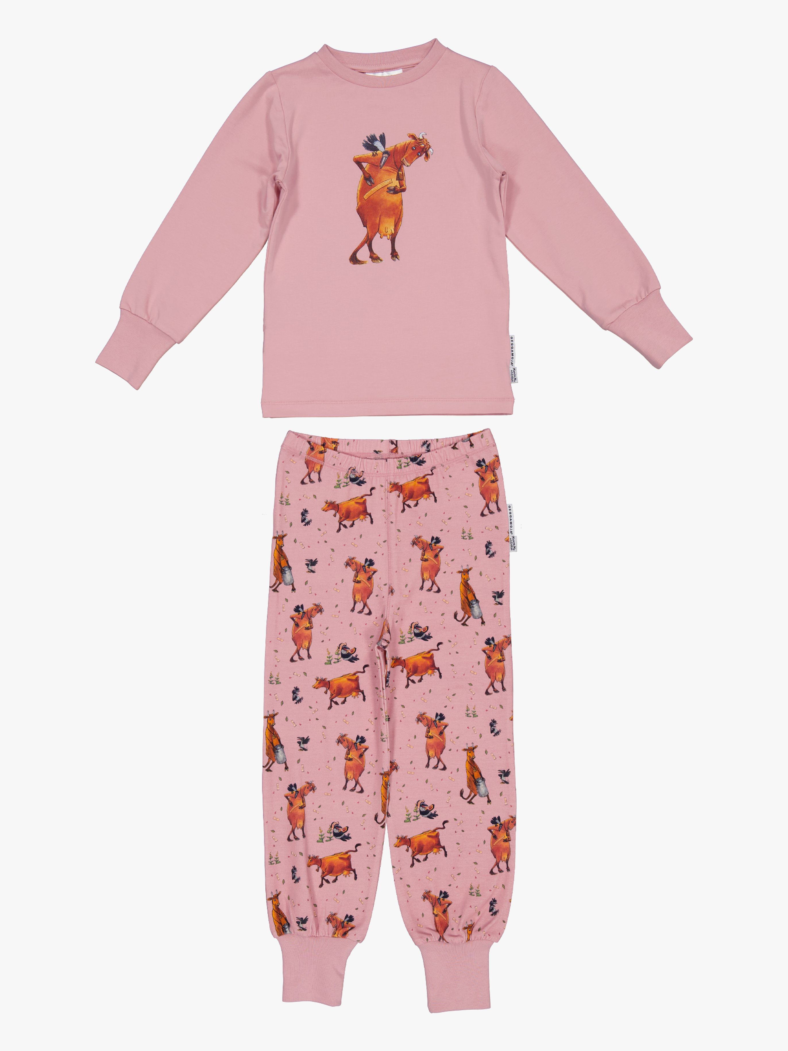 Geggamoja Mor Muh Og Kragen Pyjamas 2-Delt, Lyserød, 110-116