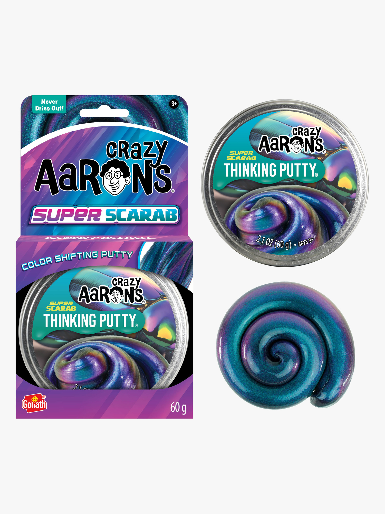 Crazy Aarons Thinking Putty Slim 60 G, Super Scarab