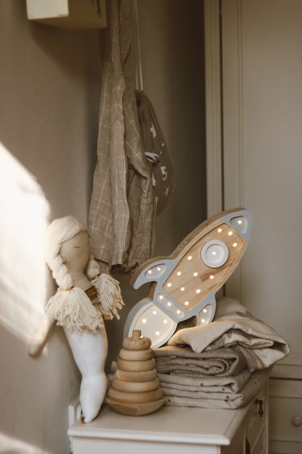 Little Lights Lampe Rumraket, Grey Wood