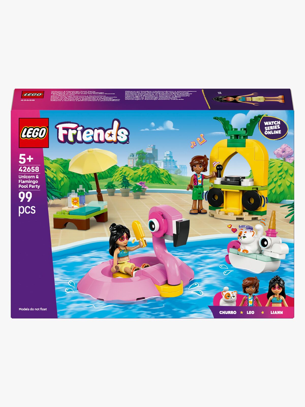 LEGO Friends 42658 Poolparty med enhjørning og flamingo