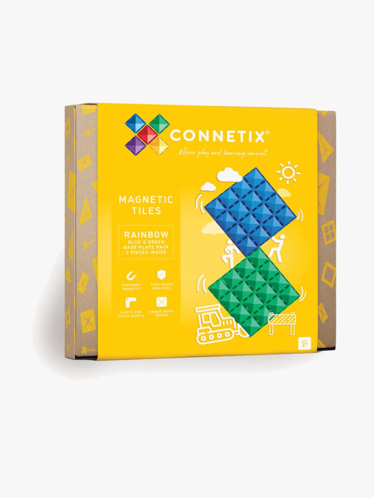 Connetix Magnetiske Byggeklodser Rainbow Blue & Green Base Plate 2 Dele