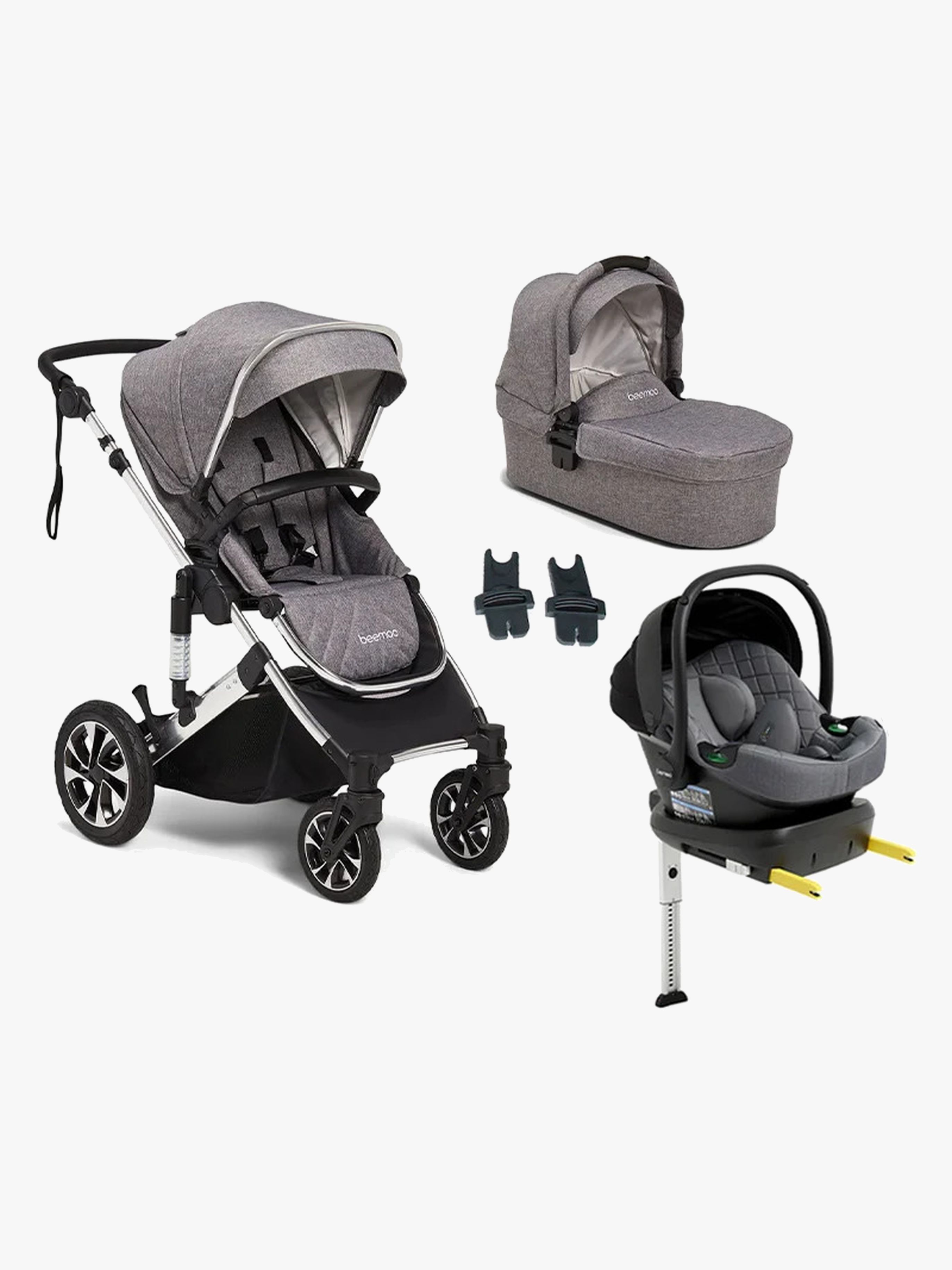 Beemoo Maxi 4 Duovogn inkl. Route i-Size Autostol Baby & ISOFIX Base, Grey Silver/Mineral Gray
