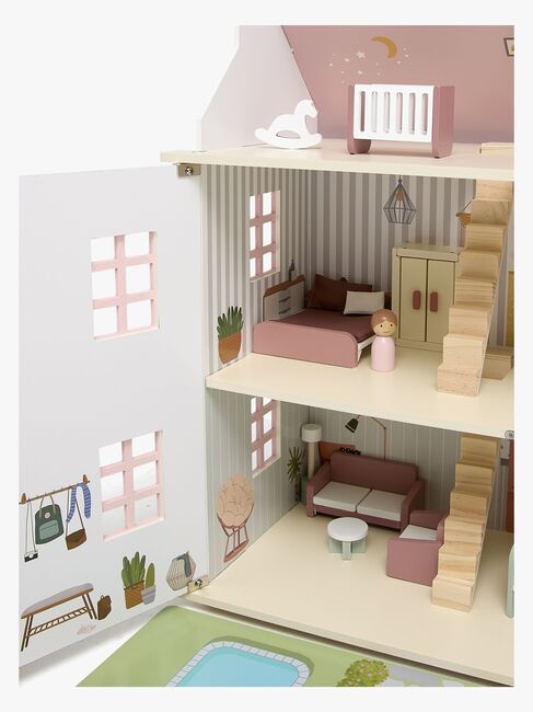 Alice & Fox Dukkehus med Møbel & 4 Dukker, Pink