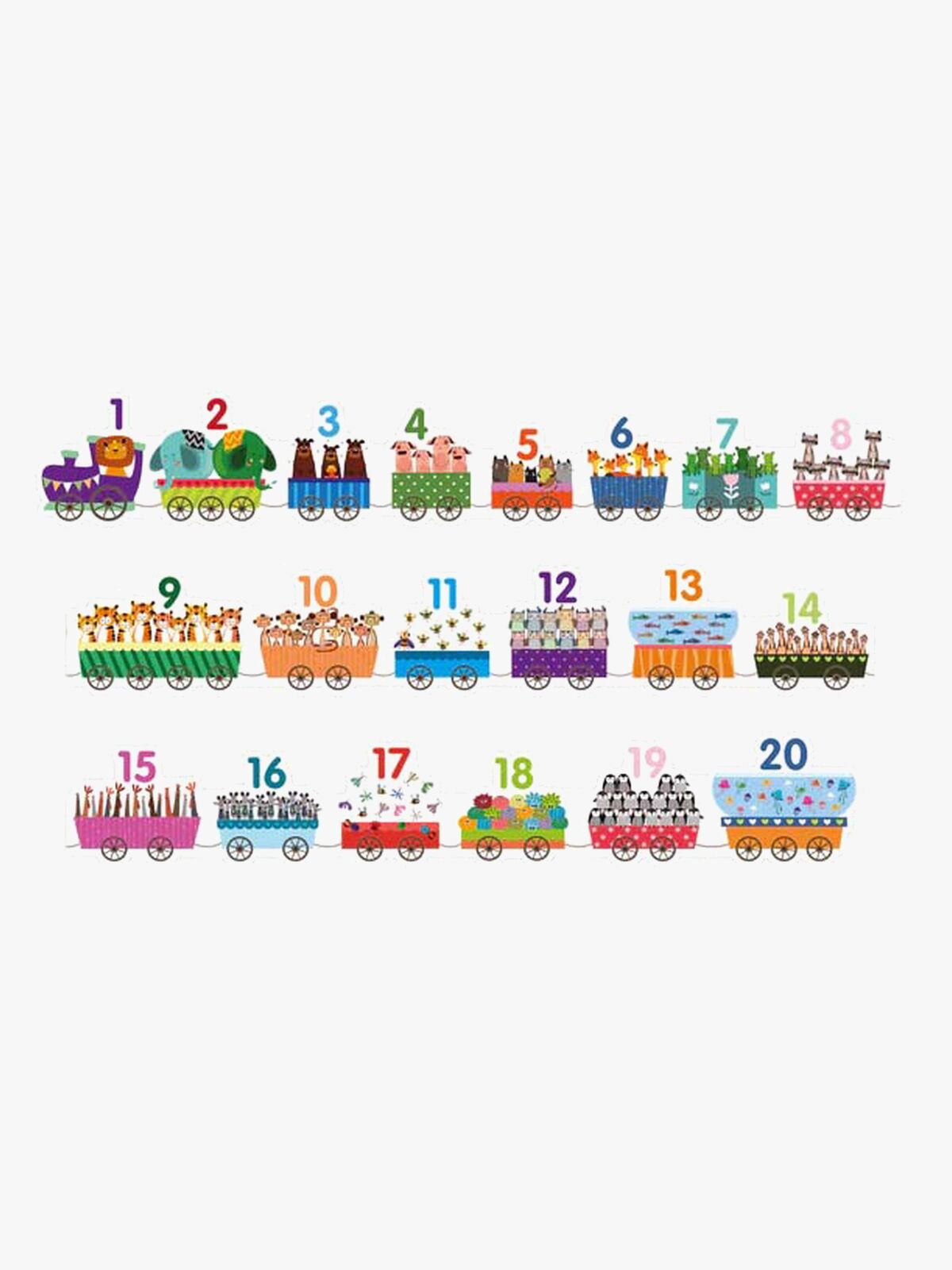 Barbo Toys 123 Puslespil Tog med Dyr 20 Brikker