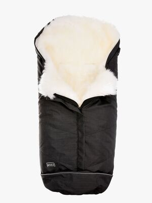 Bozz Lammeskindskørepose Langhåret, Black Melange/White