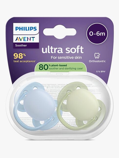 Philips Avent Ultra Soft-sut 0-6m 2-pak, Grøn/Blå