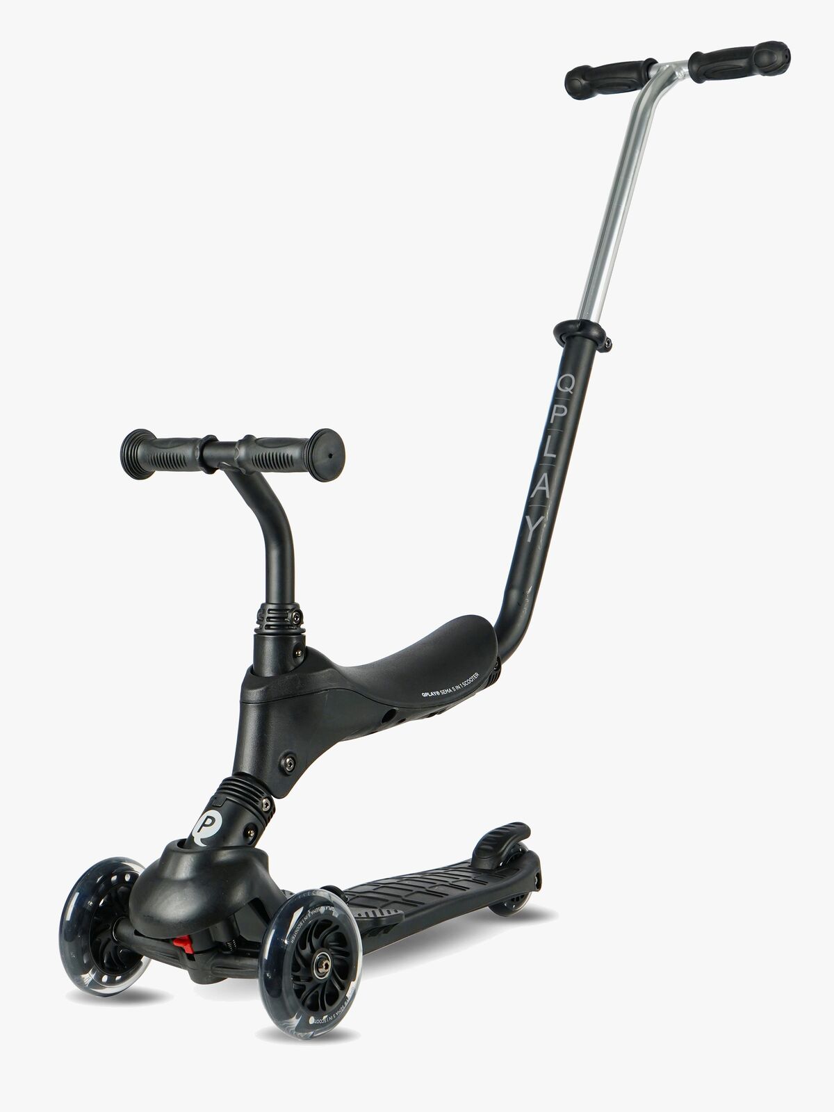 QPlay Sema Pro 5-in-1 Trehjulet Løbehjul, Sort