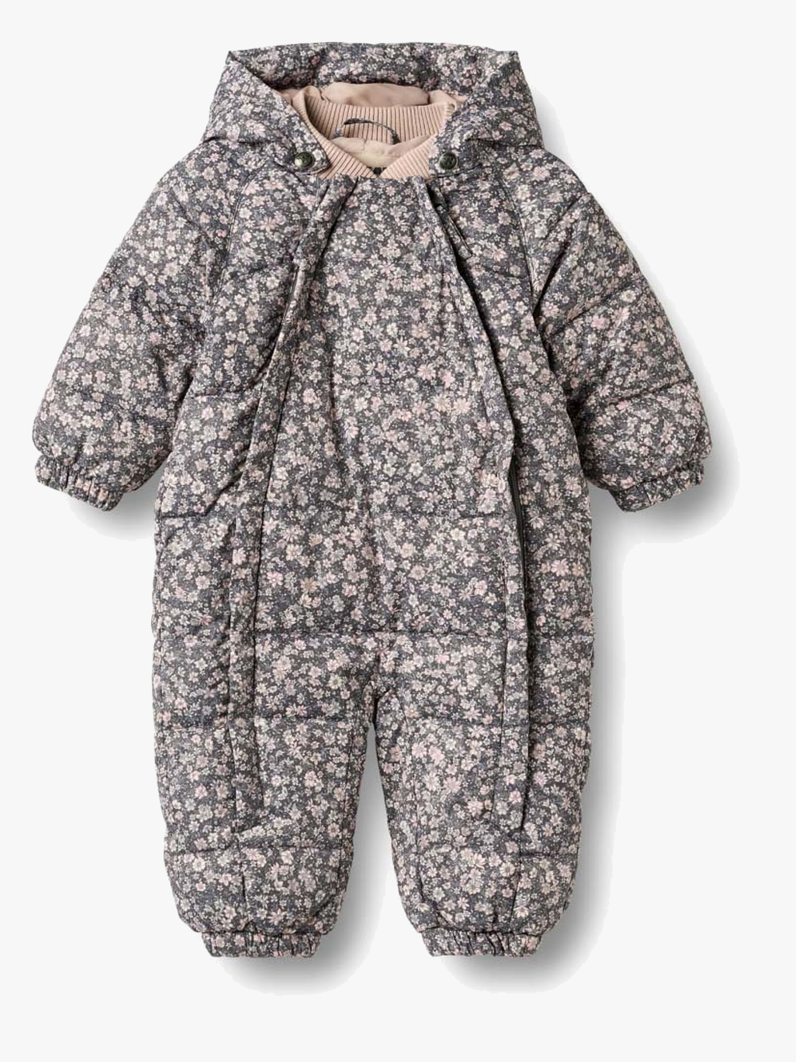 Wheat Edem Baby Flyverdragt, Dark Charcoal Flowers, 0-3 mdr.