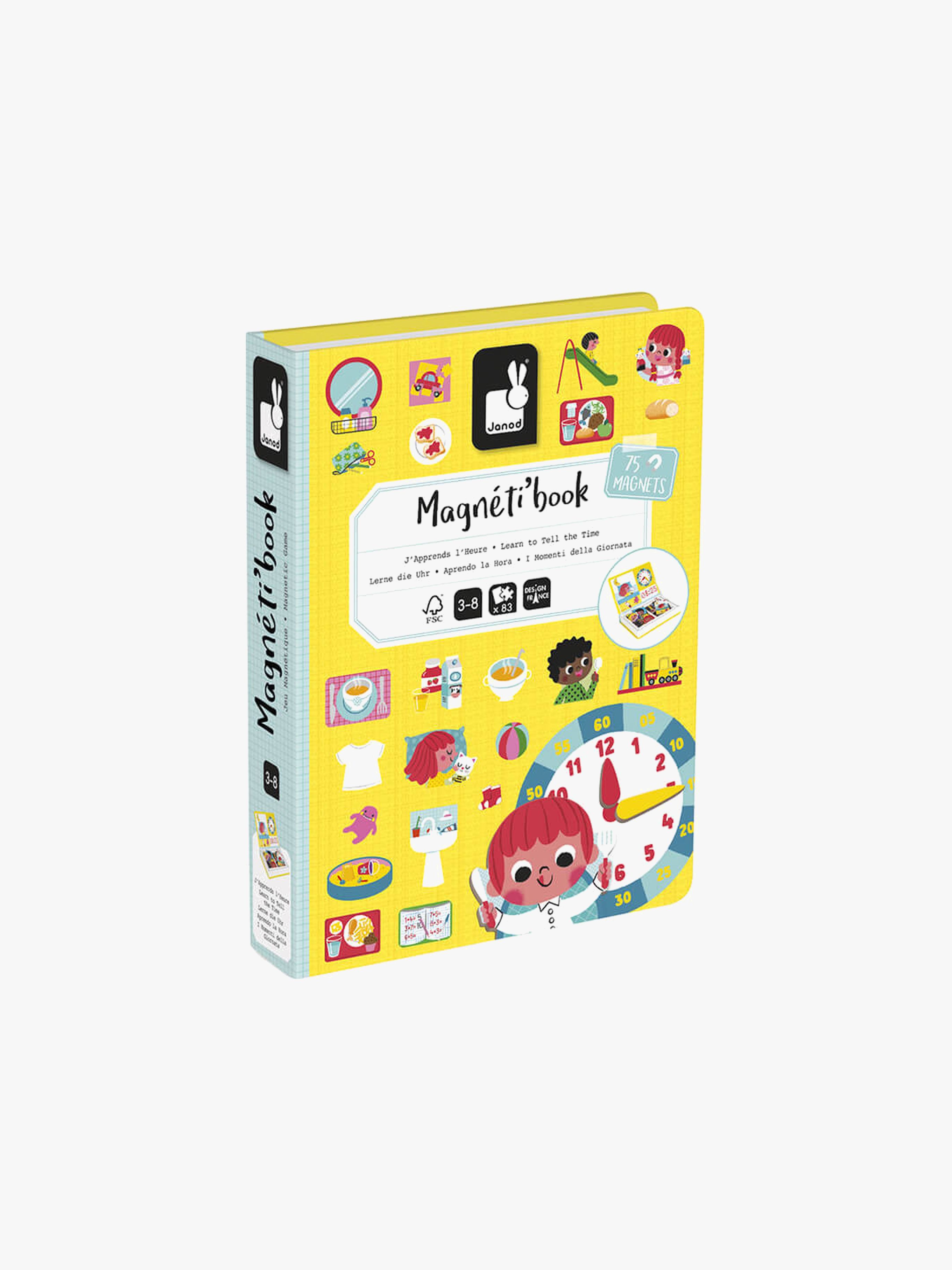 Janod Magneti'Book Lær Klokken Magnetsæt 75 Stk.