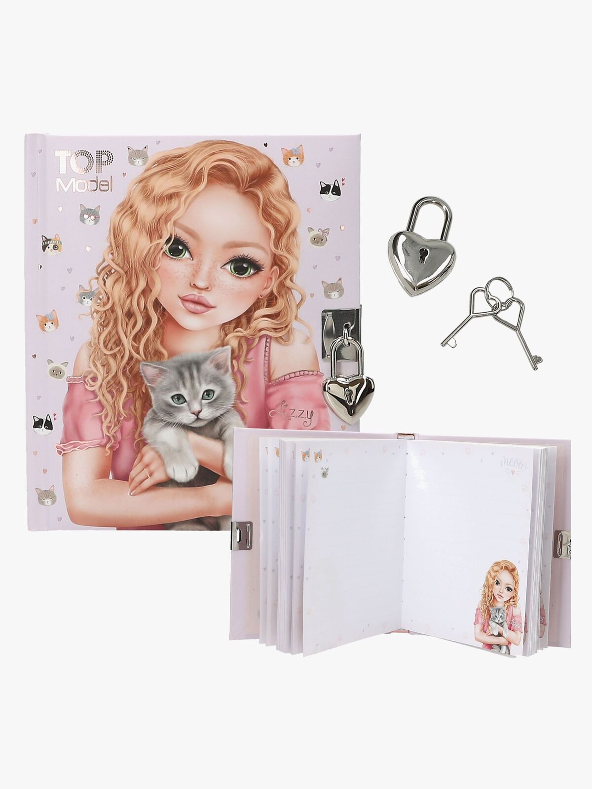 TOPModel Dagbog med Hjertelås KITTY