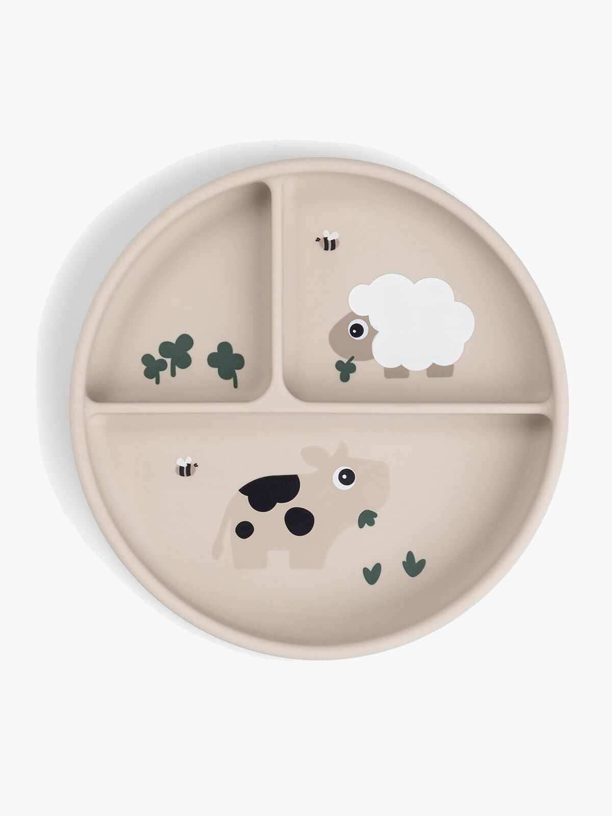 Done By Deer Tiny Farm Stick & Stay  Opdelt Silikonetallerken, Sand