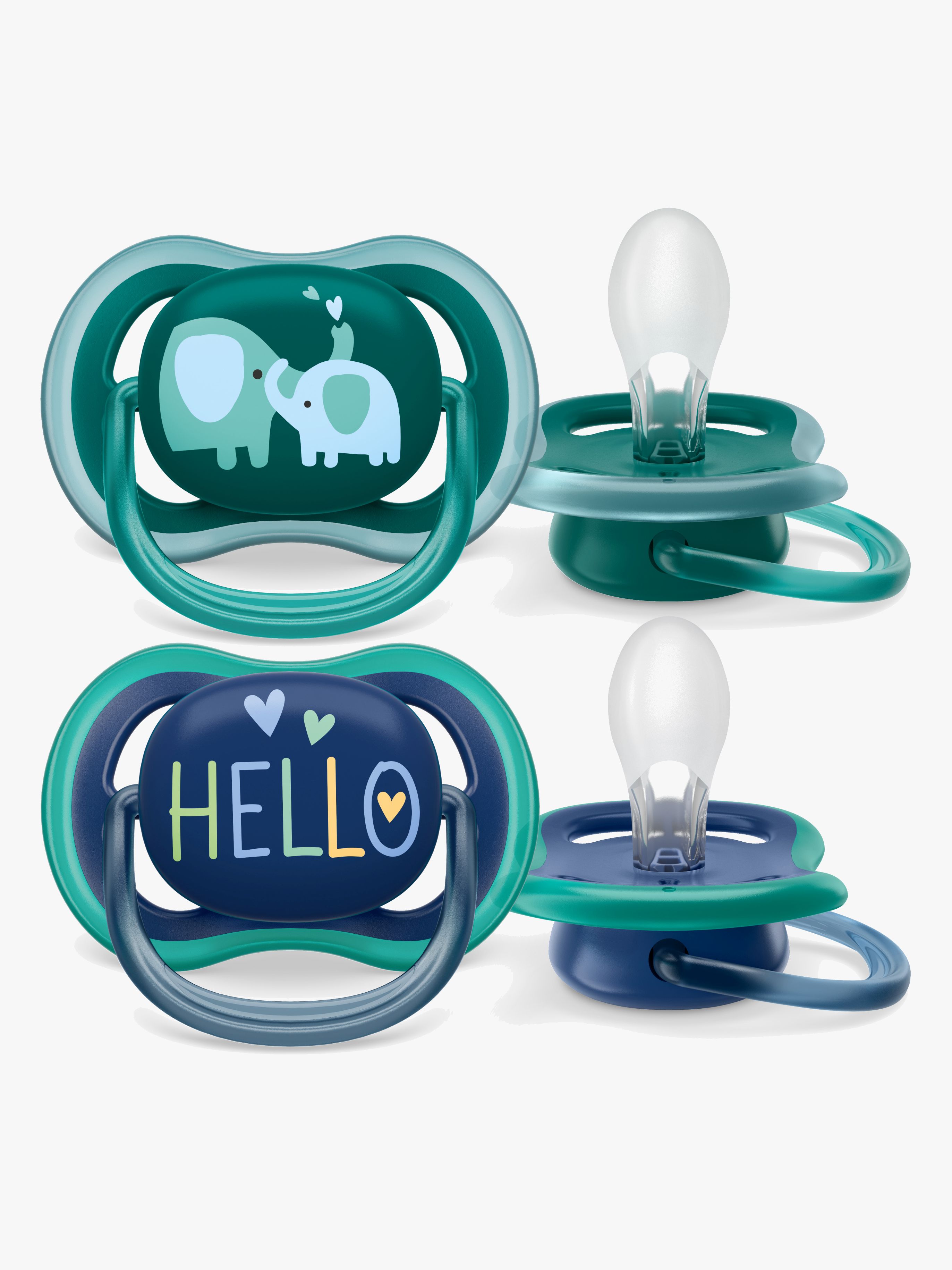 Philips Avent Ultra Air Deco Sut 2-Pak 18+m, Grøn/Blå