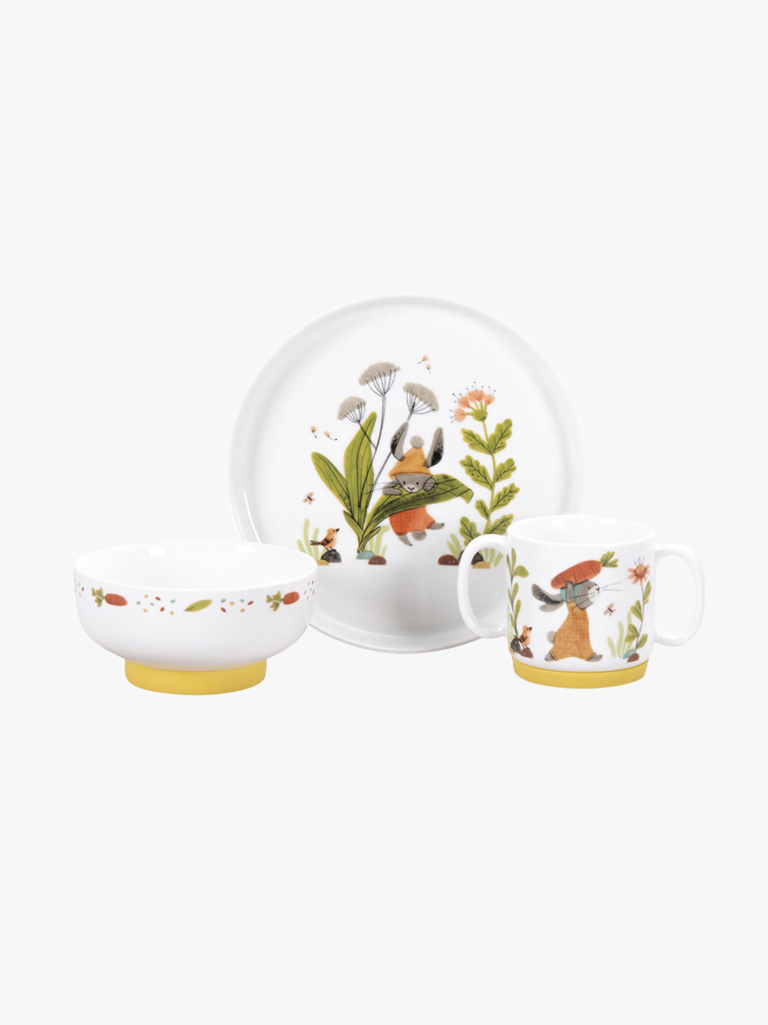 Moulin Roty Stel I Porcelæn Trois Petits Lapins, Hvid