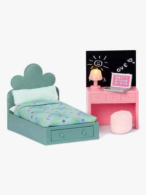 Lundby Teenage Room Set Dukkehustilbehør, Grøn/Lyserød