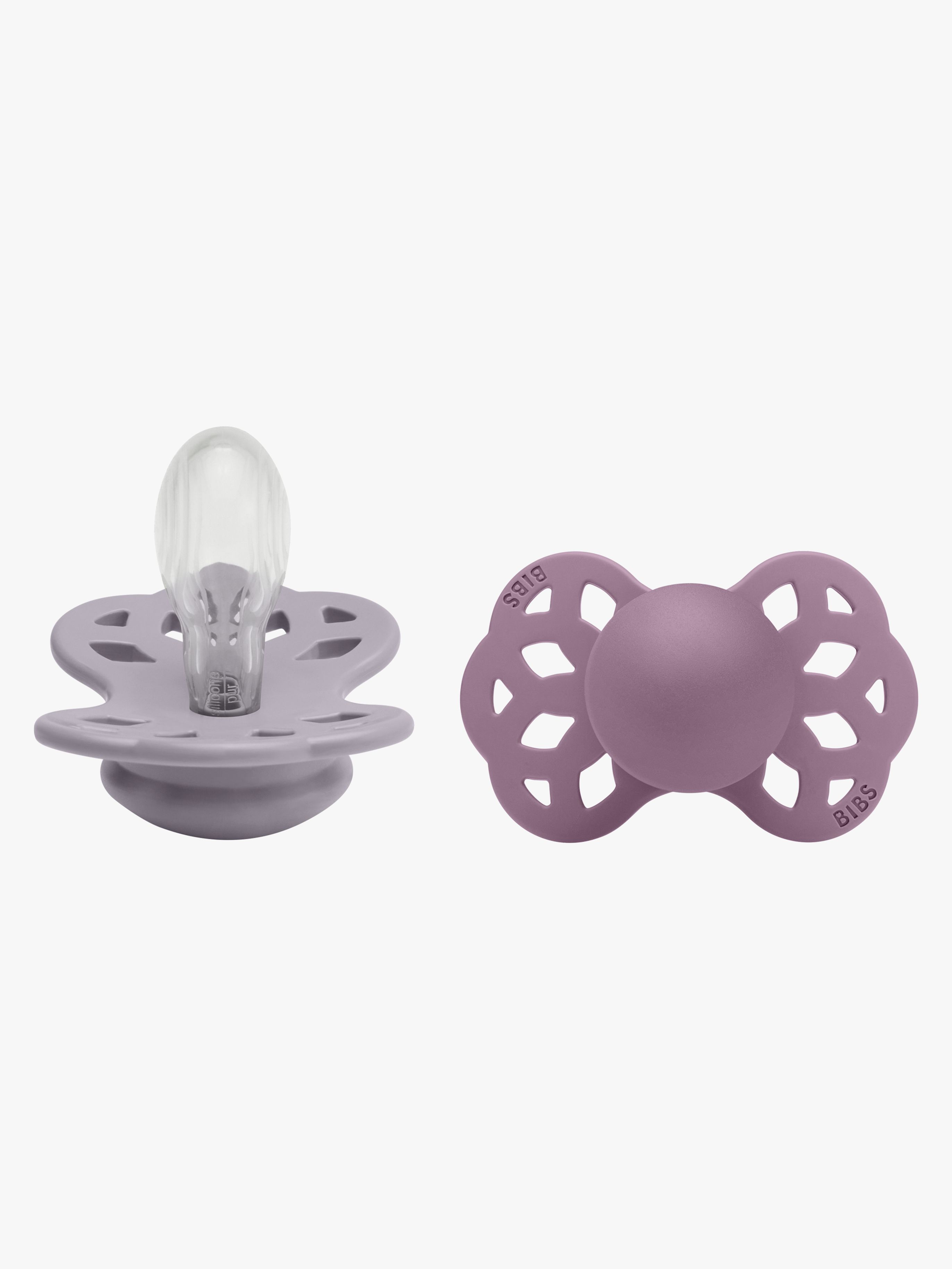 BIBS Infinity Sutter 2-pak Silikone Str. 2 Symmetrisk, Fossil Grey/Mauve