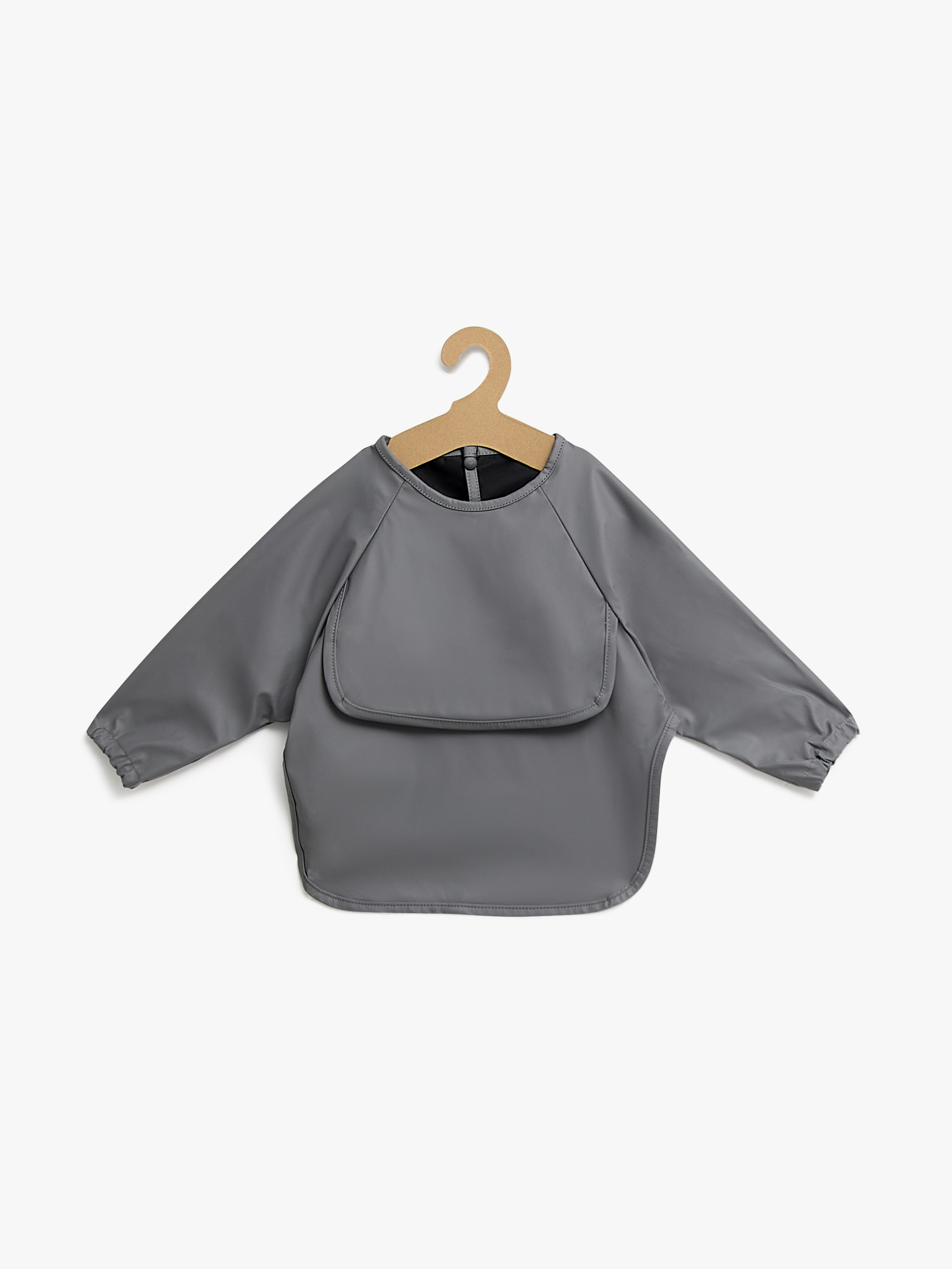 Beemoo CARE Bib Langærmet Hagesmæk, Dark Grey