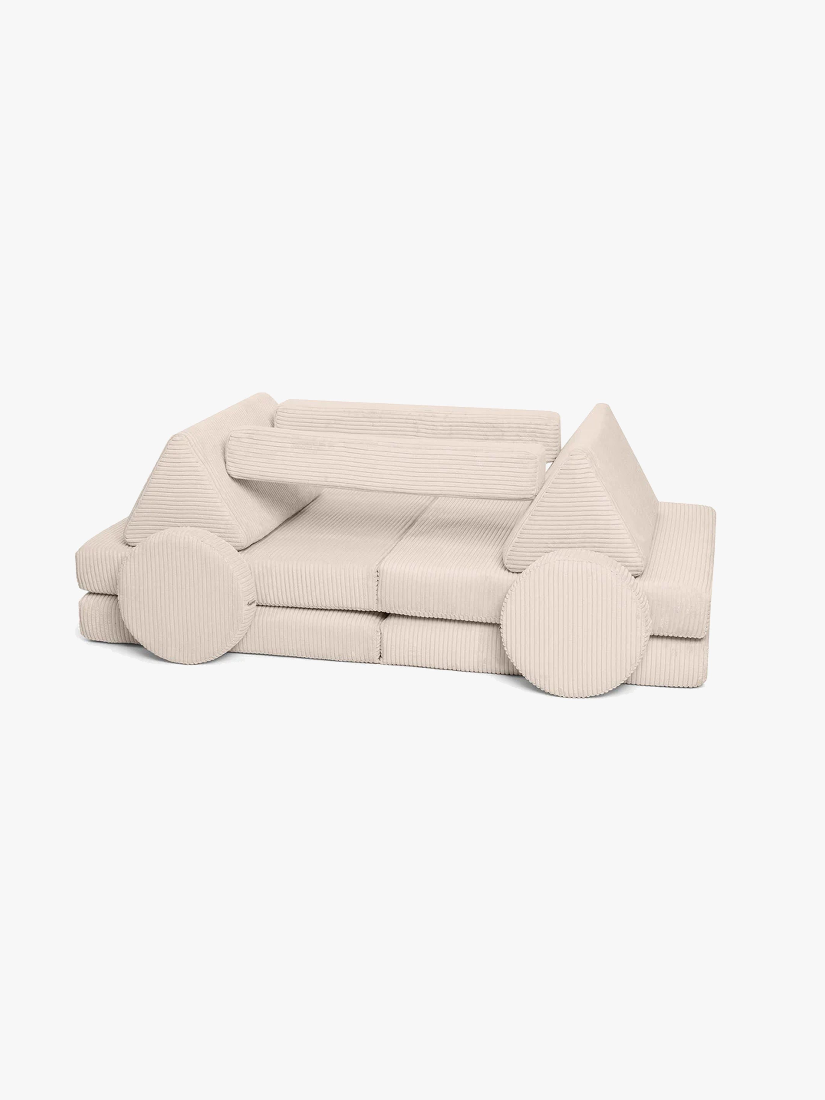 Shappy Play Bygbar Sofa 160x80 cm Kraftig Fløjl, Vanilla, Børnemøbler, Indretning børneværelse