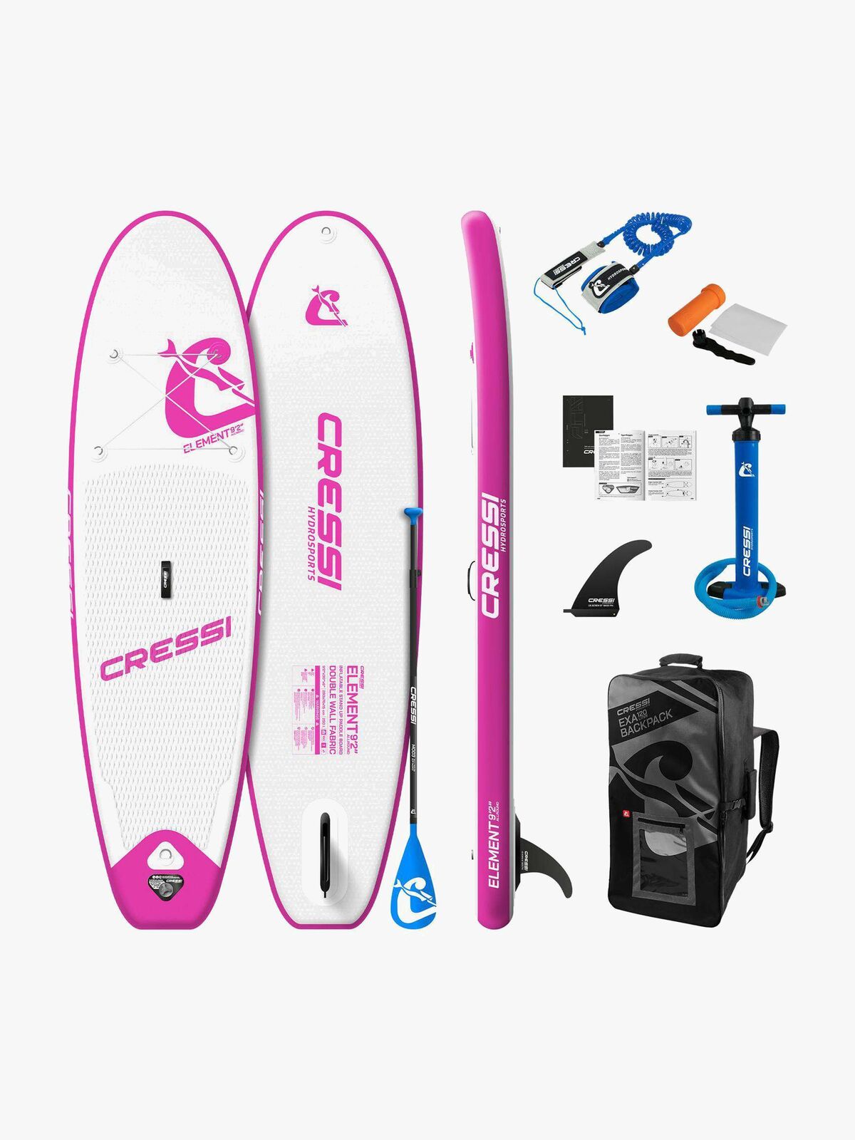 Cressi Element Small All Around ISup Set 9'2, Hvid/Lyserød