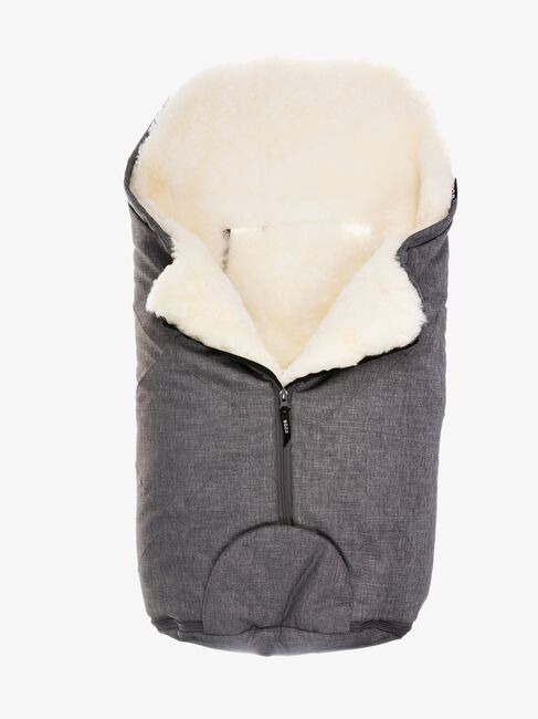 Bozz Lammeskindskørepose Small Klippet, Grey Melange/White