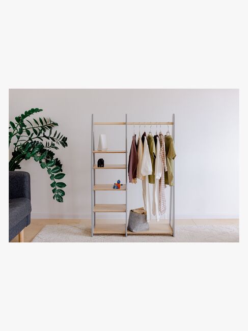 Duck Woodworks Knagerække med Hylder, Grå