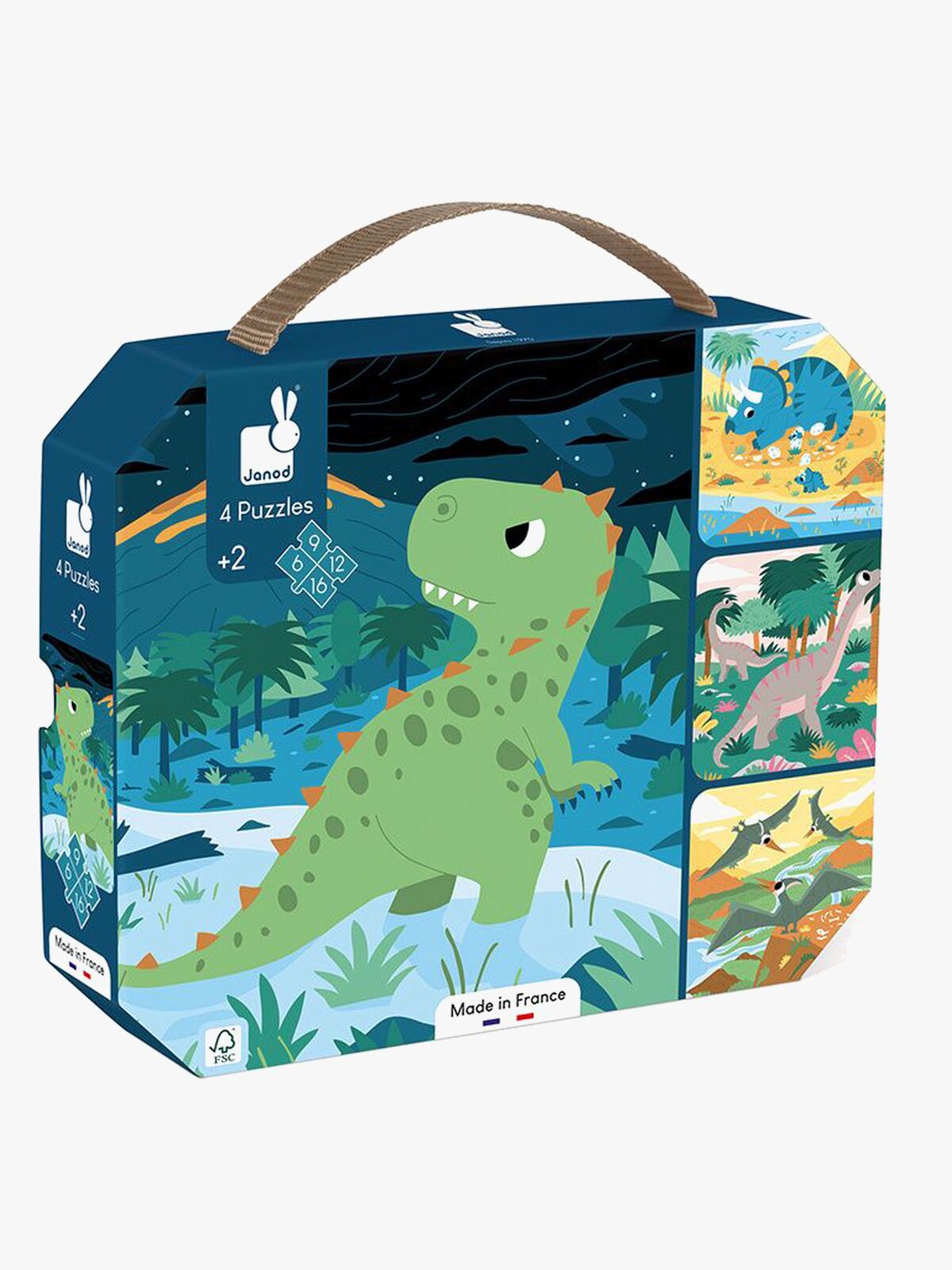 Janod Dinosaur Puslespil med Progressiv Sværhedsgrad 4-i-1 43 Brikker